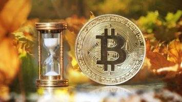 physical bitcoin hourglass show time is coming autumn is came 147384 49