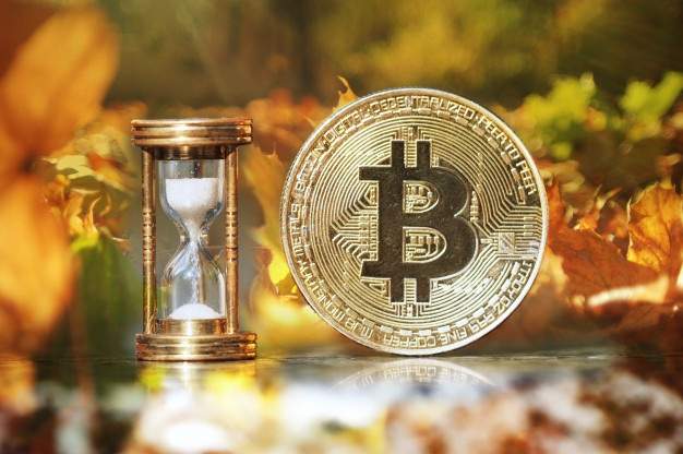 physical bitcoin hourglass show time is coming autumn is came 147384 49