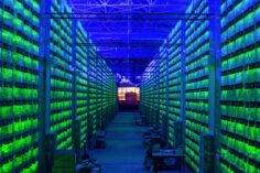 less than p greater than illuminated mining rigs operate inside racks at the cryptouniverse cryptocurrency mining farm in nadvoitsy russia less than p greater than1
